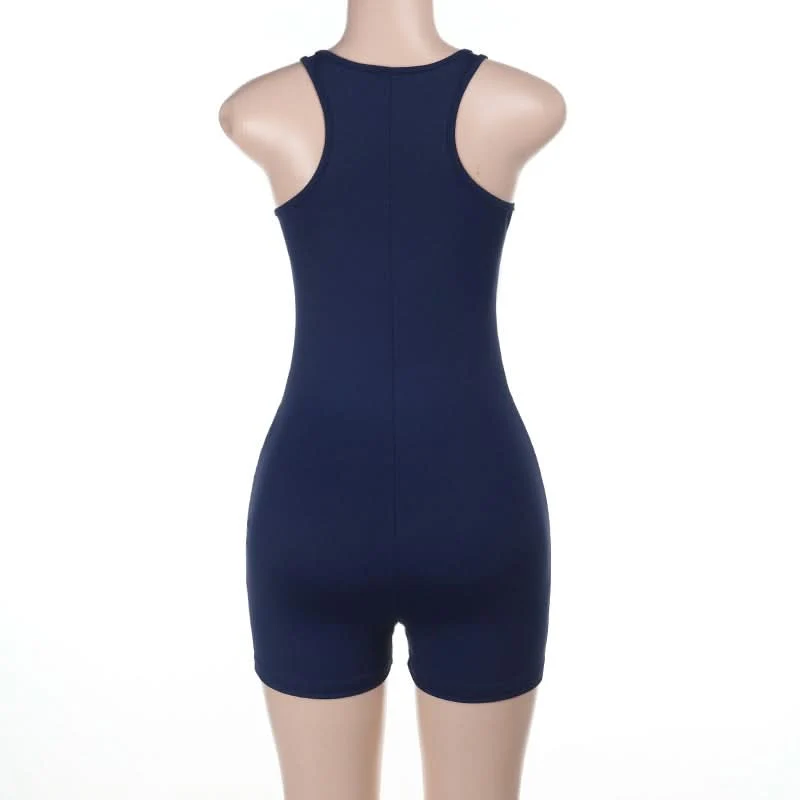 Beaded letter u neck tank romper
