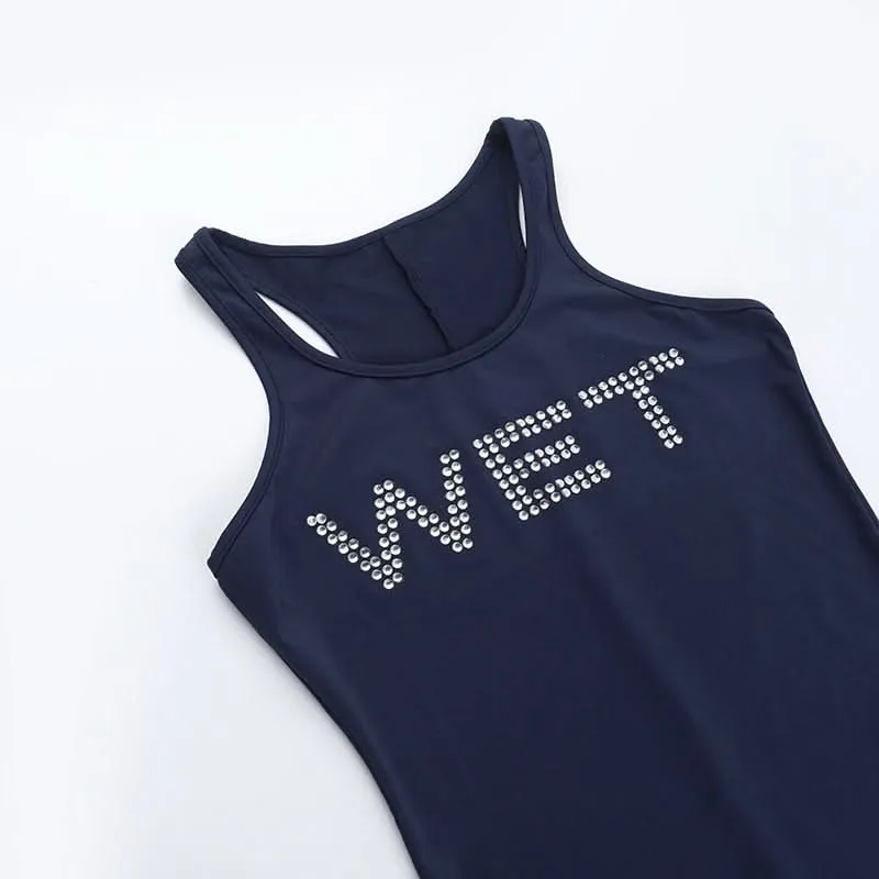 Beaded letter u neck tank romper