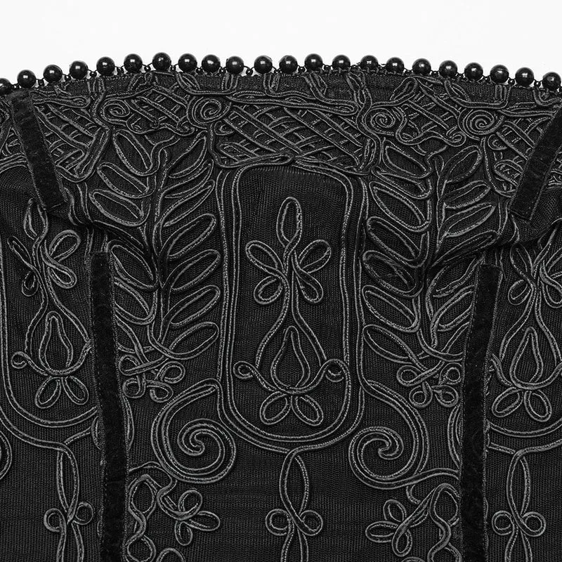 Gothic-Brautkleid für Damen mit Perlenbesatz, Raffungen und Chiffon-Einsätzen