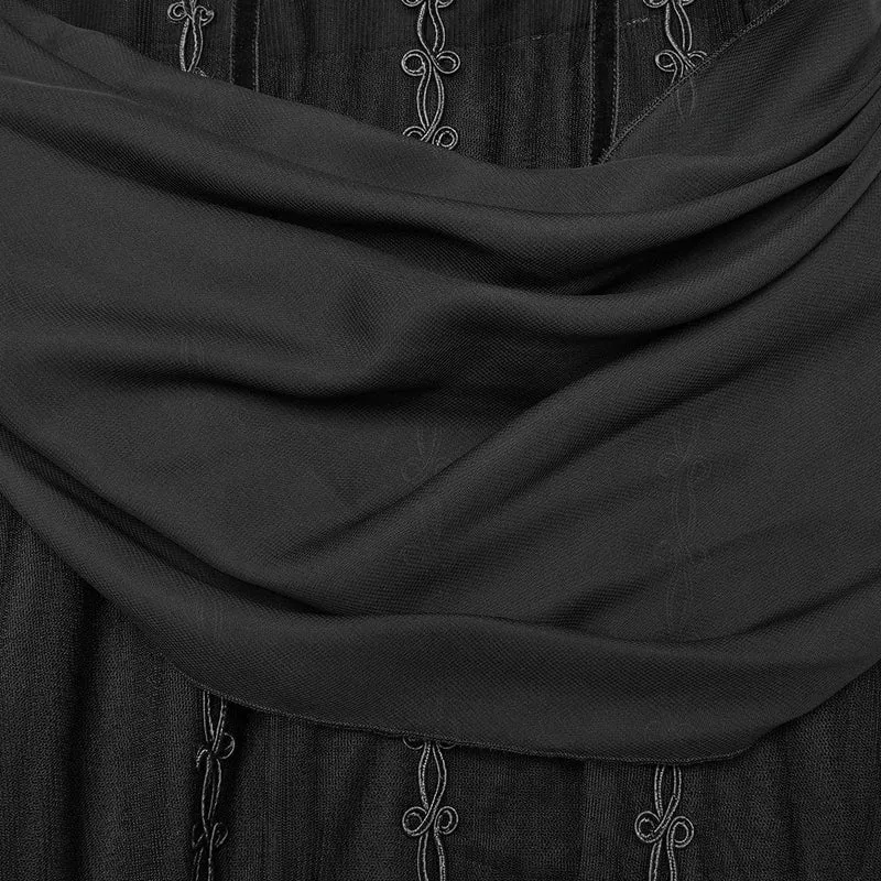 Gothic-Brautkleid für Damen mit Perlenbesatz, Raffungen und Chiffon-Einsätzen