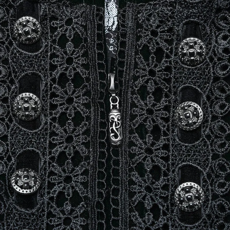 Gothic Mantel mit Puffärmeln und Blumenstickerei für Damen Grün