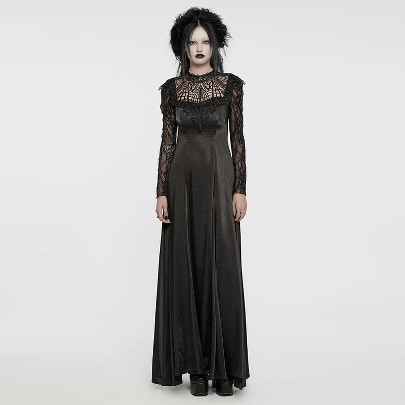 Gothic-Ballkleid mit Spitzenärmeln und Schnürung für Damen, Hochzeitskleid