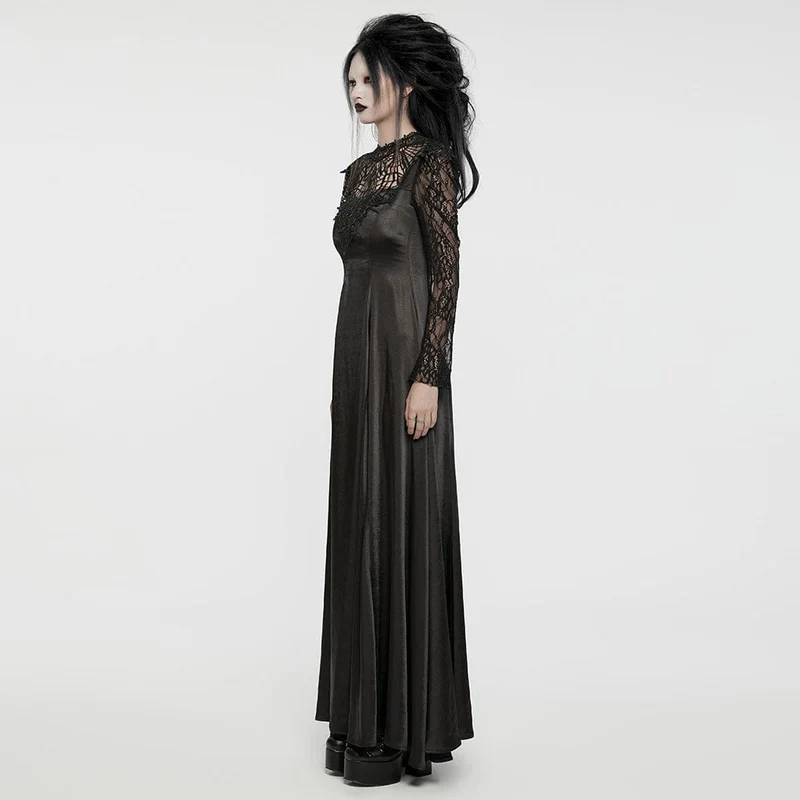 Gothic-Ballkleid mit Spitzenärmeln und Schnürung für Damen, Hochzeitskleid