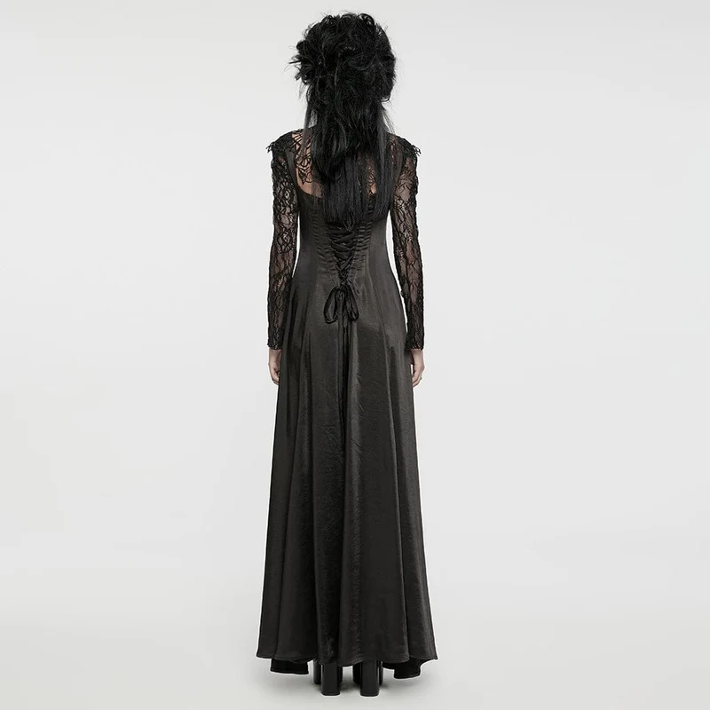 Gothic-Ballkleid mit Spitzenärmeln und Schnürung für Damen, Hochzeitskleid