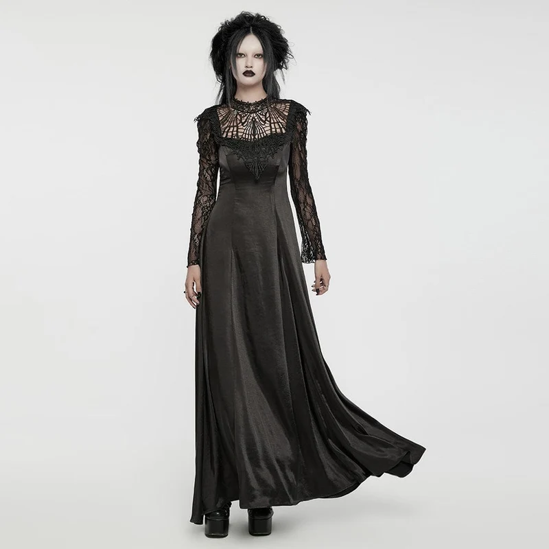 Gothic-Ballkleid mit Spitzenärmeln und Schnürung für Damen, Hochzeitskleid
