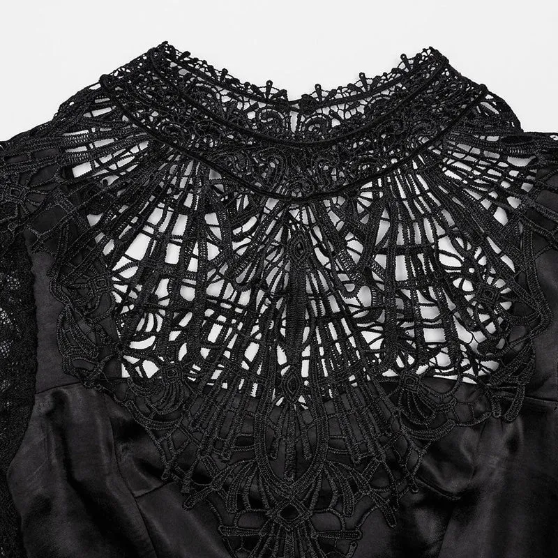 Gothic-Ballkleid mit Spitzenärmeln und Schnürung für Damen, Hochzeitskleid