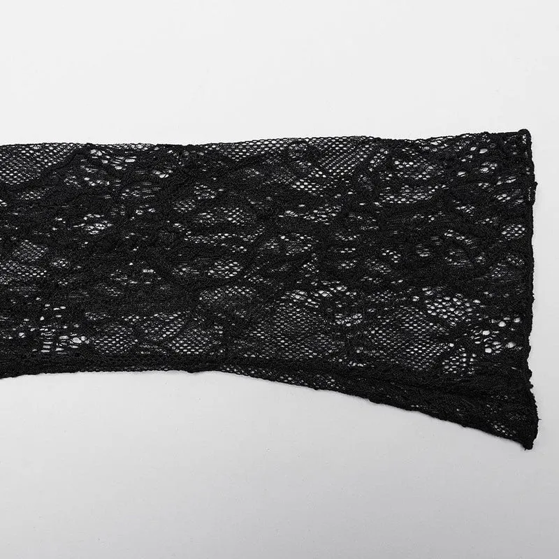 Gothic-Ballkleid mit Spitzenärmeln und Schnürung für Damen, Hochzeitskleid
