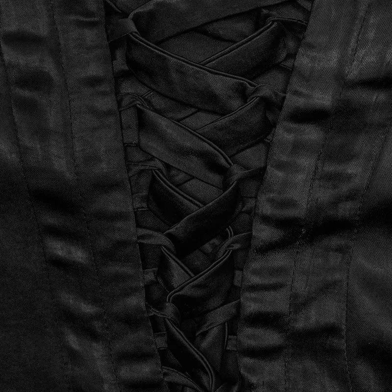 Gothic-Ballkleid mit Spitzenärmeln und Schnürung für Damen, Hochzeitskleid