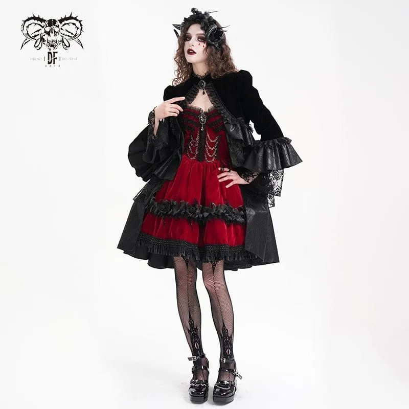 Gothic-Jacke aus gerüschtem Netzstoff und Spitze für Damen