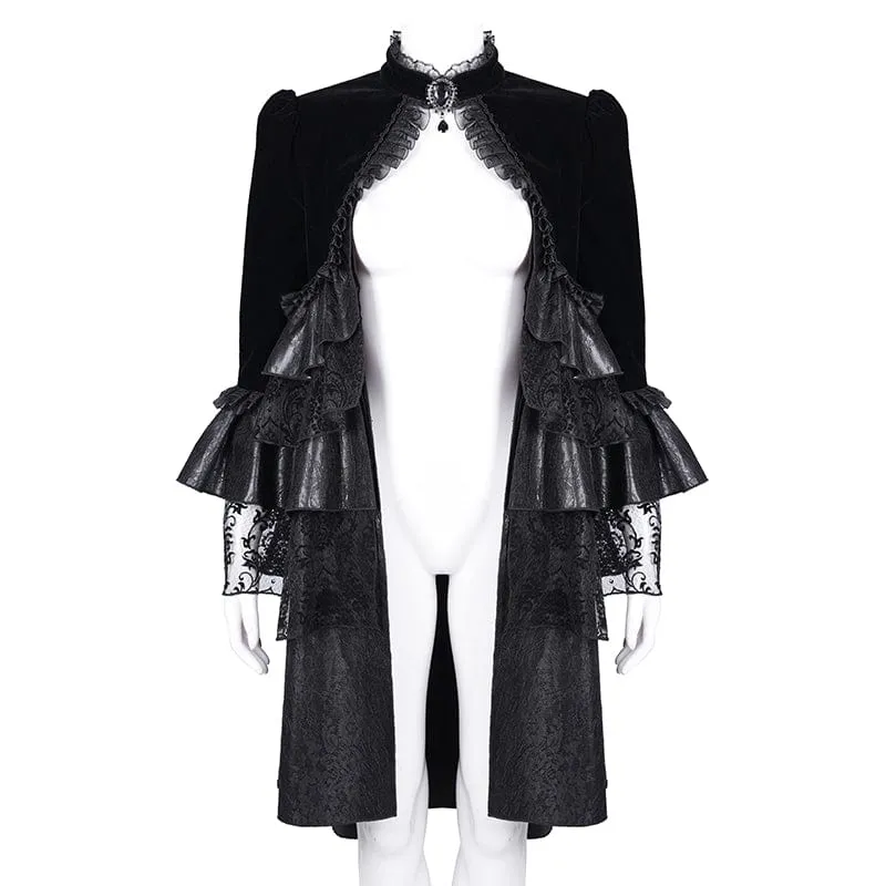 Gothic-Jacke aus gerüschtem Netzstoff und Spitze für Damen