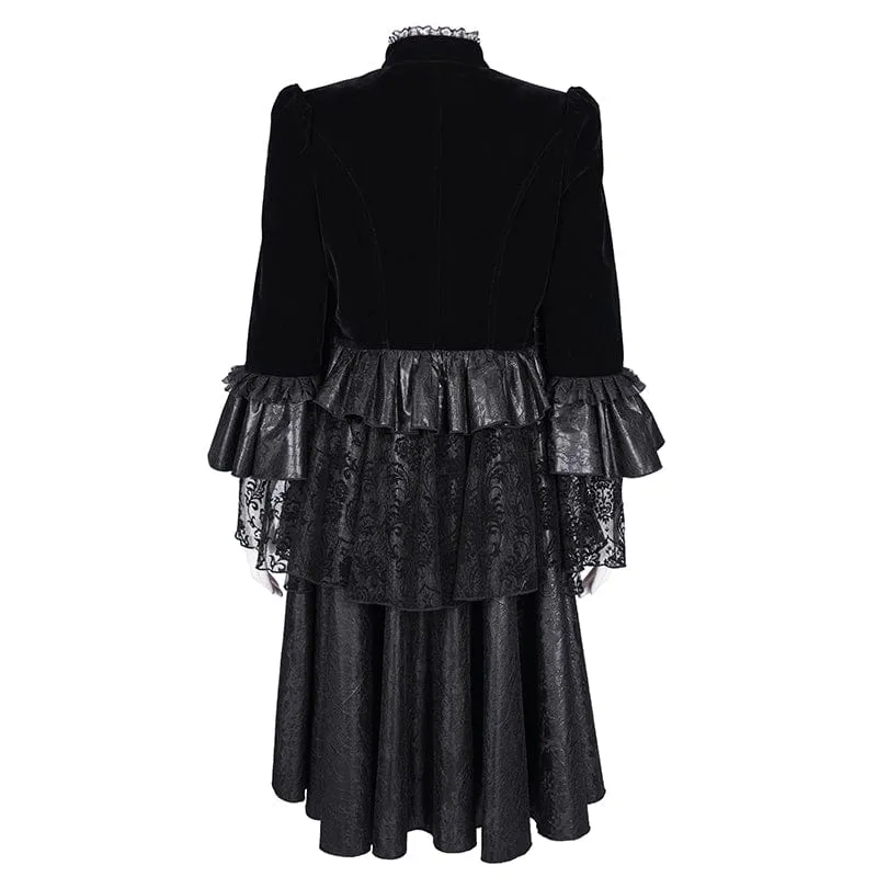 Gothic-Jacke aus gerüschtem Netzstoff und Spitze für Damen