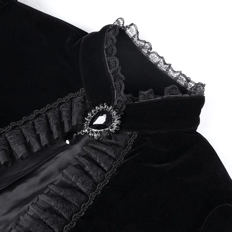 Gothic-Jacke aus gerüschtem Netzstoff und Spitze für Damen