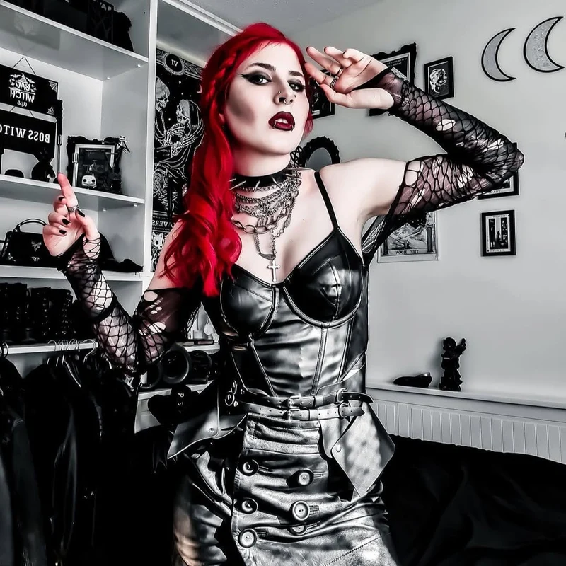 Damen Punk Tiefer Ausschnitt Kunstleder Bustier