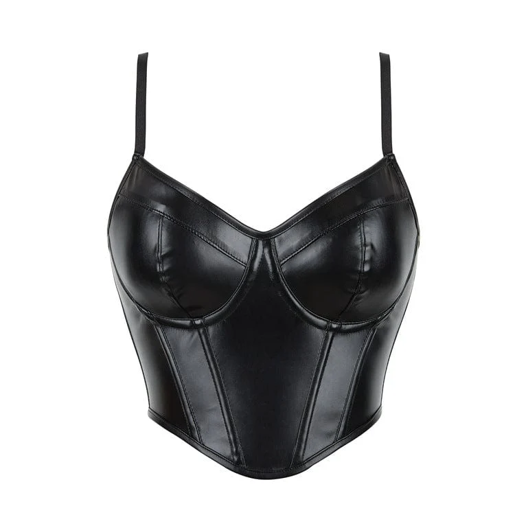 Damen Punk Tiefer Ausschnitt Kunstleder Bustier