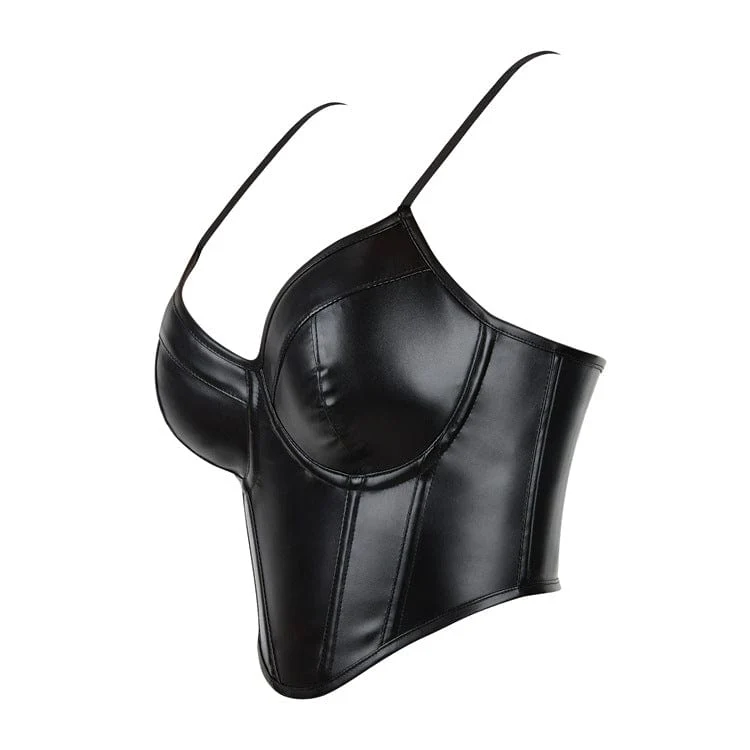 Damen Punk Tiefer Ausschnitt Kunstleder Bustier