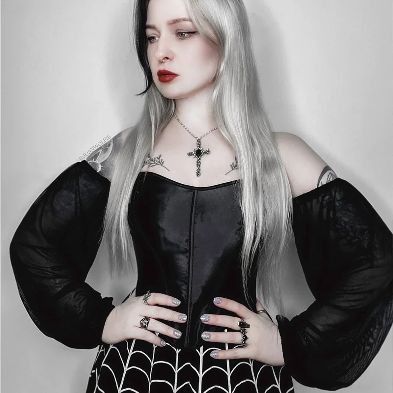 Gothic-Off-Shoulder-Overbust-Korsett mit Schnürung für Damen
