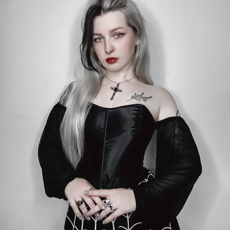 Gothic-Off-Shoulder-Overbust-Korsett mit Schnürung für Damen