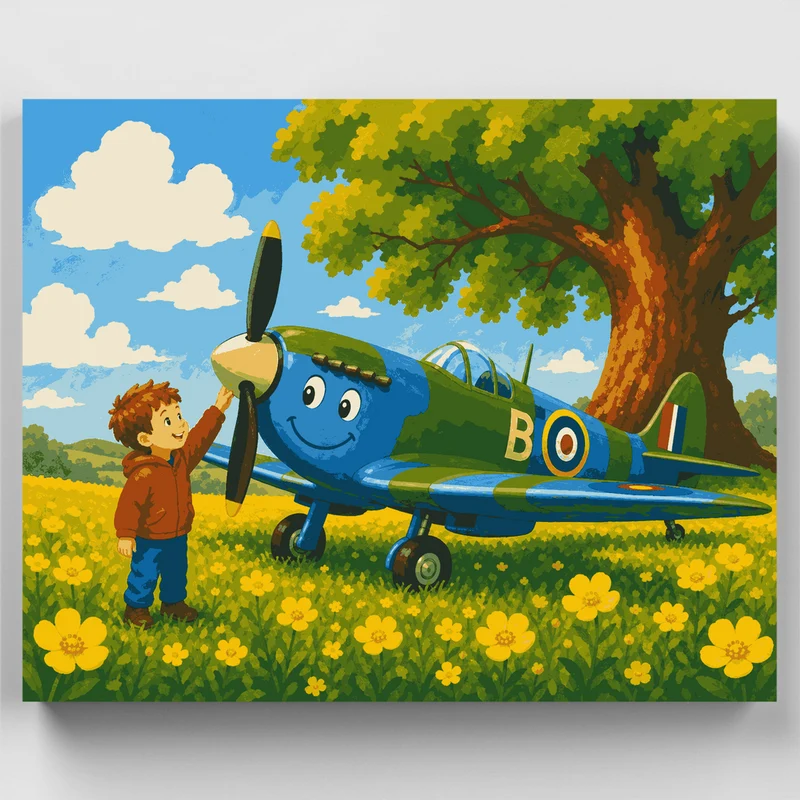 Spitfire and Boy - Paint by Numbers Kit