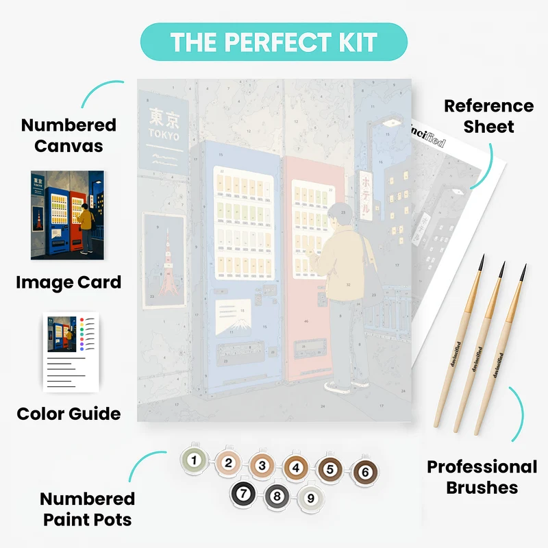 Vending Machines at Night - Paint by Numbers Kit