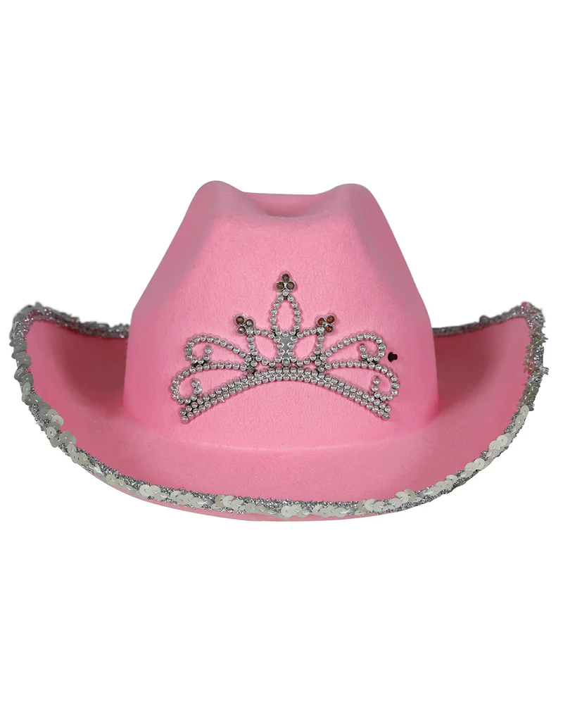 Pinker Cowboyhut mit Strasssteine & Pailletten