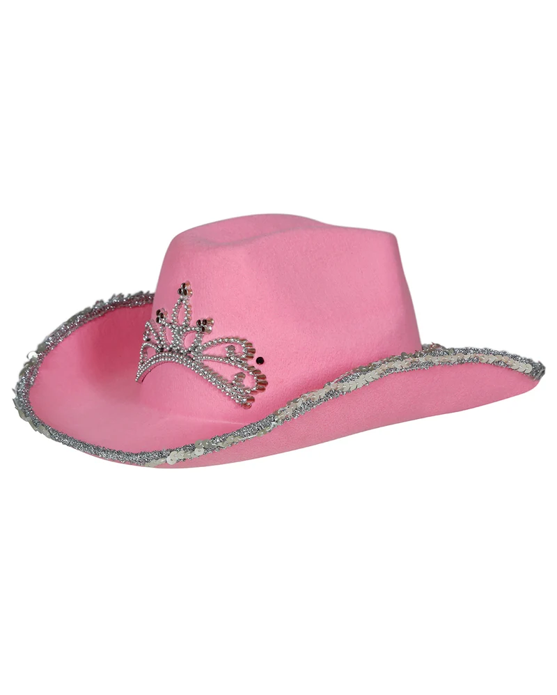 Pinker Cowboyhut mit Strasssteine & Pailletten