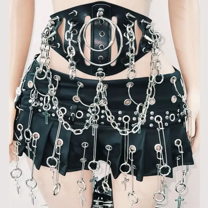 Leather o ring rivet applique v neck top