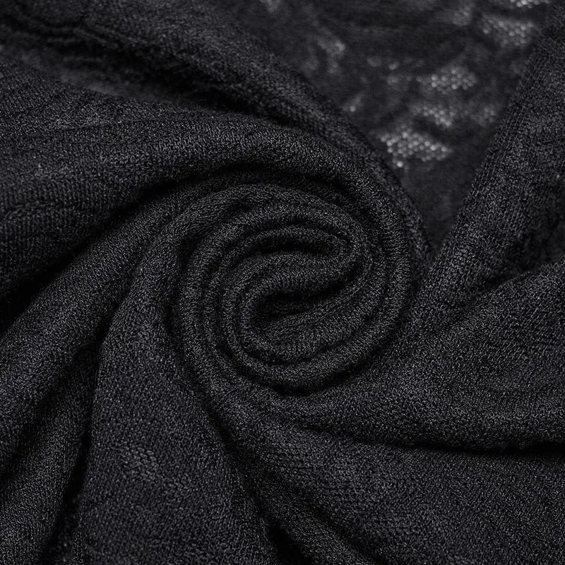 Gothic-Partykleid für Damen mit Spitzenärmeln, Schnallenriemen und Spleiß