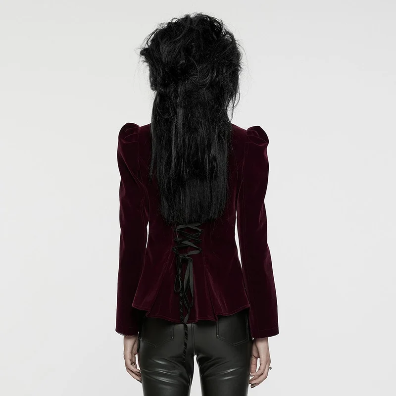 Gothic Stehkragen Schwalbenschwanzjacke für Damen Rot