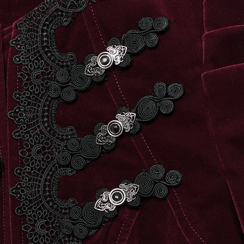 Gothic Stehkragen Schwalbenschwanzjacke für Damen Rot