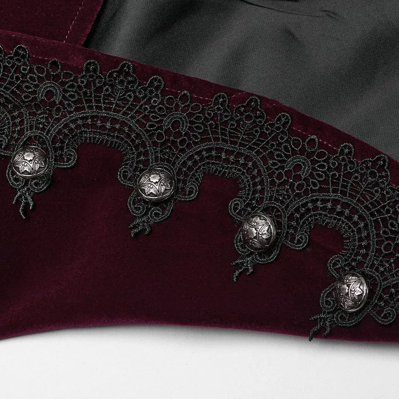Gothic Stehkragen Schwalbenschwanzjacke für Damen Rot