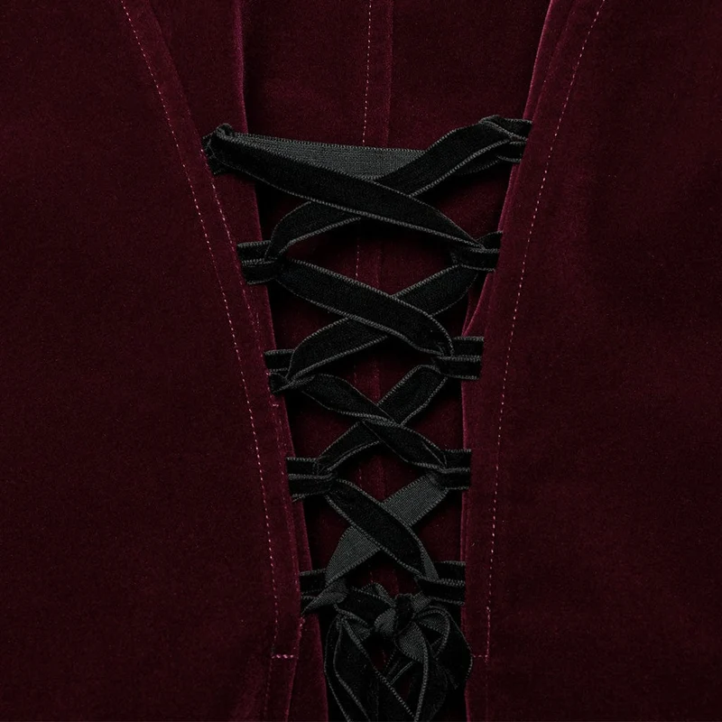 Gothic Stehkragen Schwalbenschwanzjacke für Damen Rot