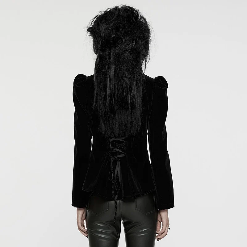 Gothic Stehkragen Schwalbenschwanzjacke für Damen Schwarz