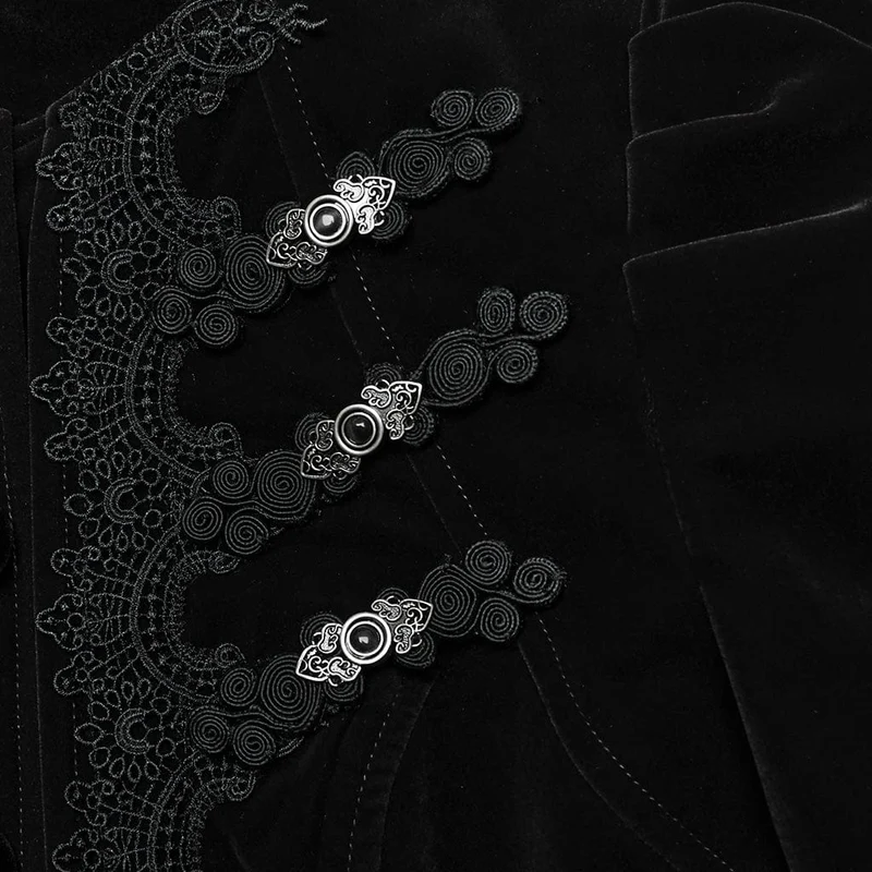 Gothic Stehkragen Schwalbenschwanzjacke für Damen Schwarz