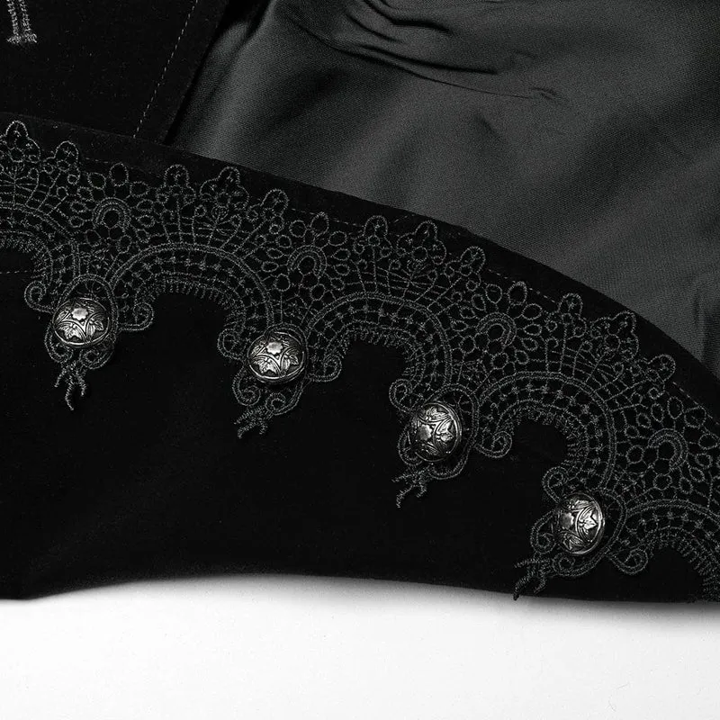 Gothic Stehkragen Schwalbenschwanzjacke für Damen Schwarz
