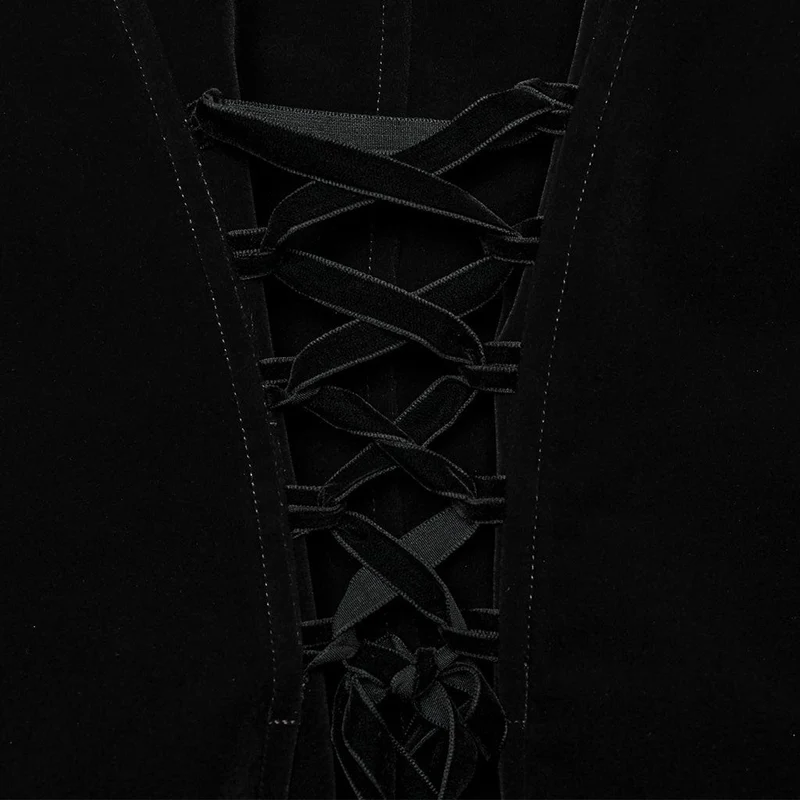 Gothic Stehkragen Schwalbenschwanzjacke für Damen Schwarz