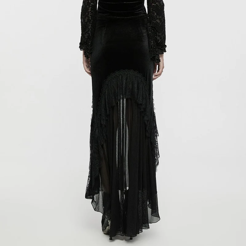 Gothic-Rock aus Samt mit Rüschen und Fischschwanz für Damen