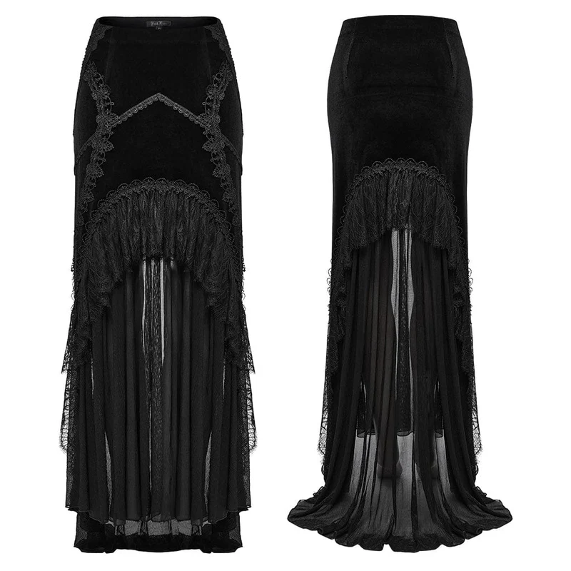 Gothic-Rock aus Samt mit Rüschen und Fischschwanz für Damen