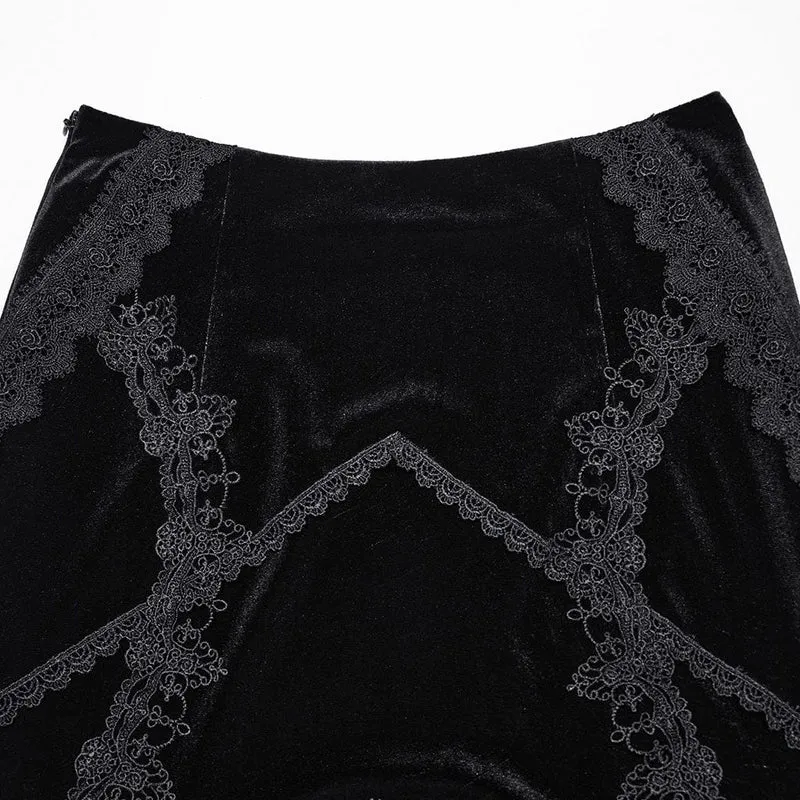 Gothic-Rock aus Samt mit Rüschen und Fischschwanz für Damen