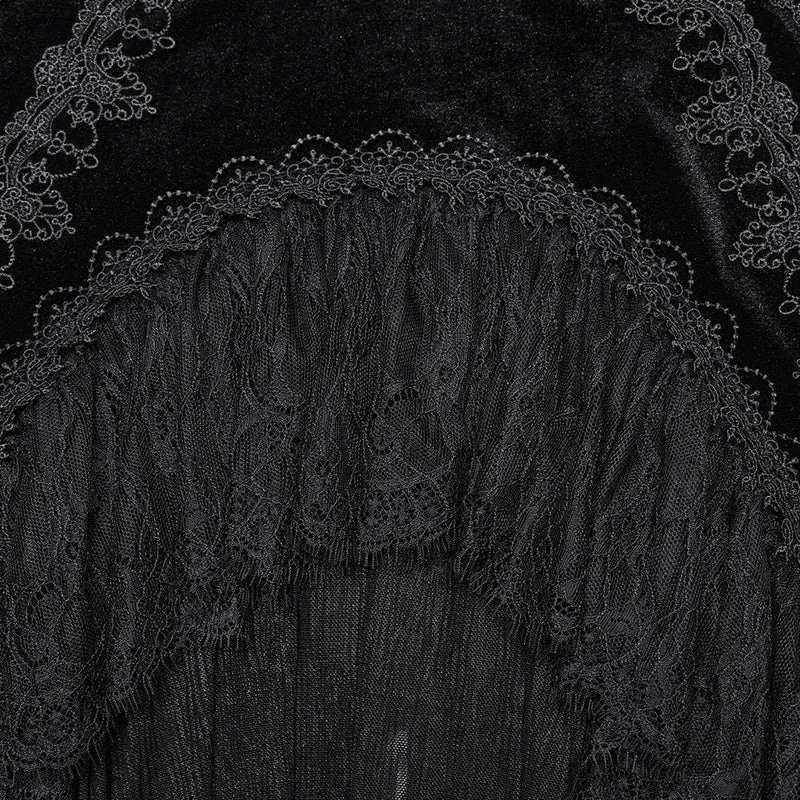 Gothic-Rock aus Samt mit Rüschen und Fischschwanz für Damen