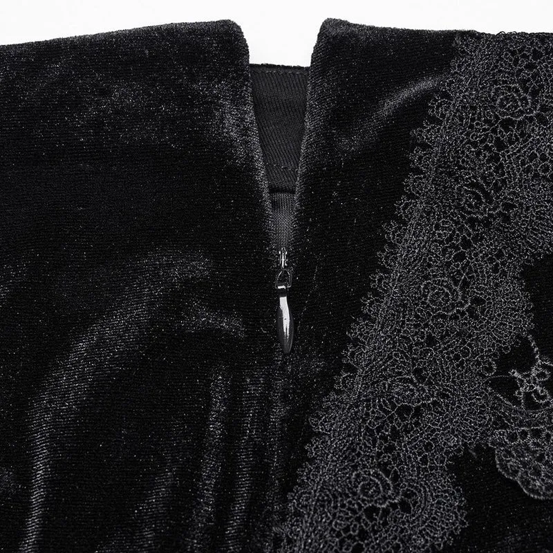 Gothic-Rock aus Samt mit Rüschen und Fischschwanz für Damen