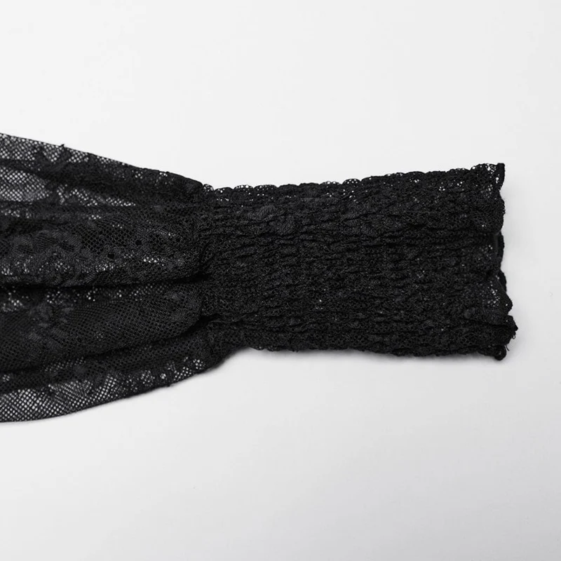 Gothic-Hemd mit Laternenärmeln und Rüschenspitze für Damen