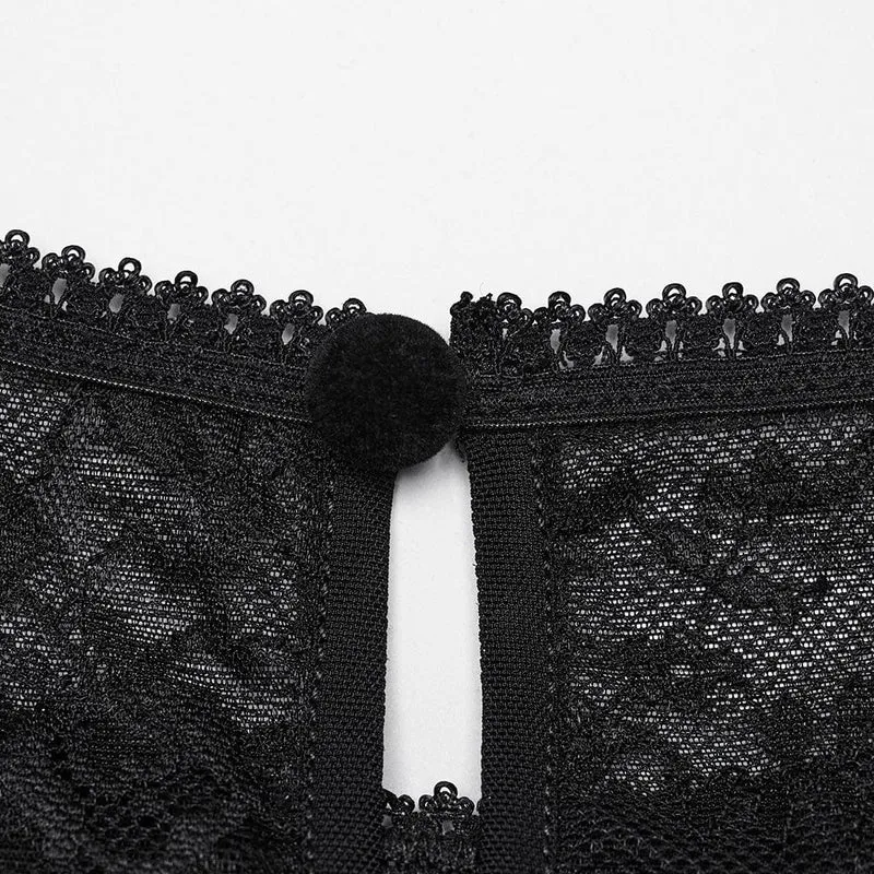 Gothic-Hemd mit Laternenärmeln und Rüschenspitze für Damen