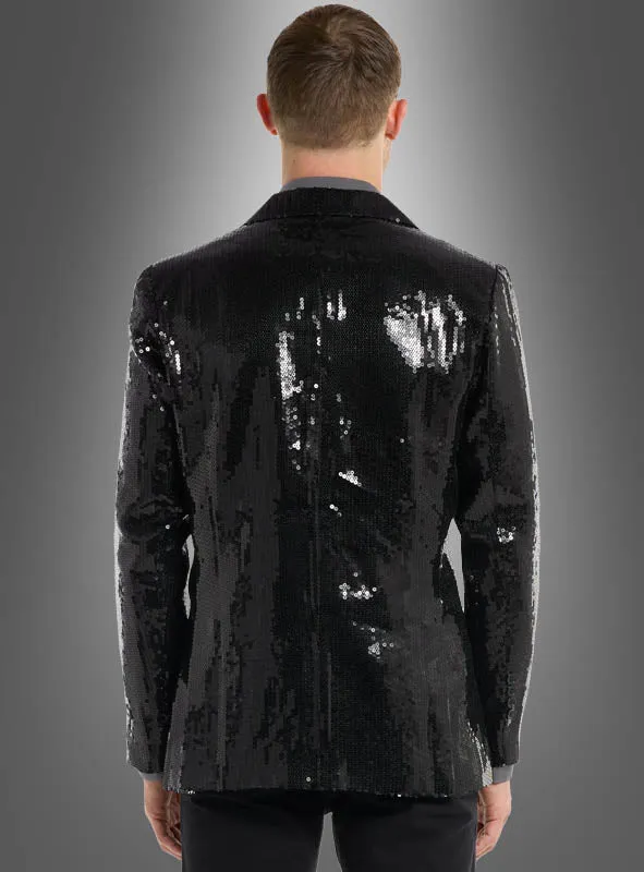 Pailletten Jackett Herren Schwarz