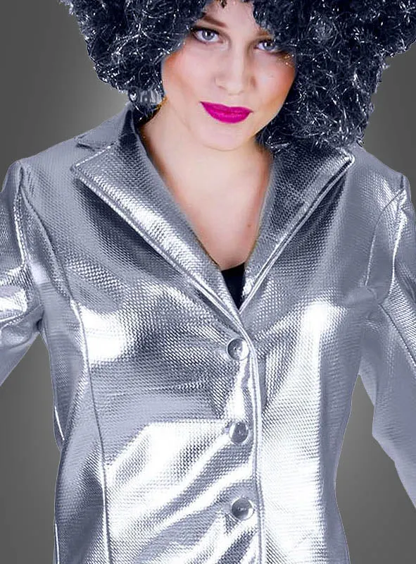 Glänzende Disco Jacke Damen gold oder silber