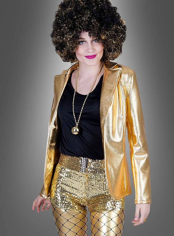 Glänzende Disco Jacke Damen gold oder silber