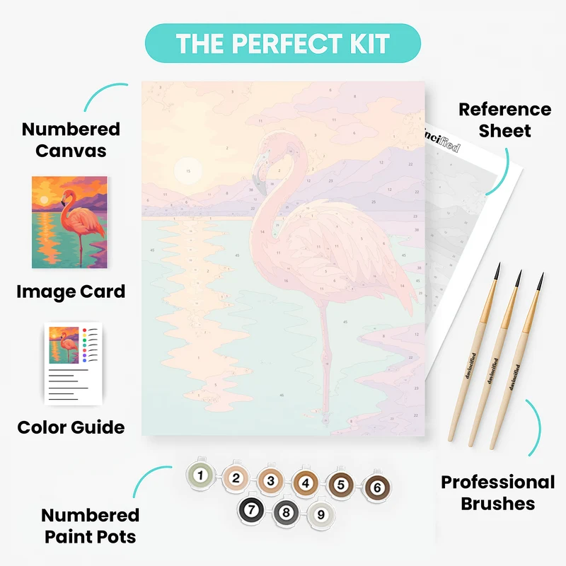 Flamingo in Teal Waters - Paint by Numbers Kit