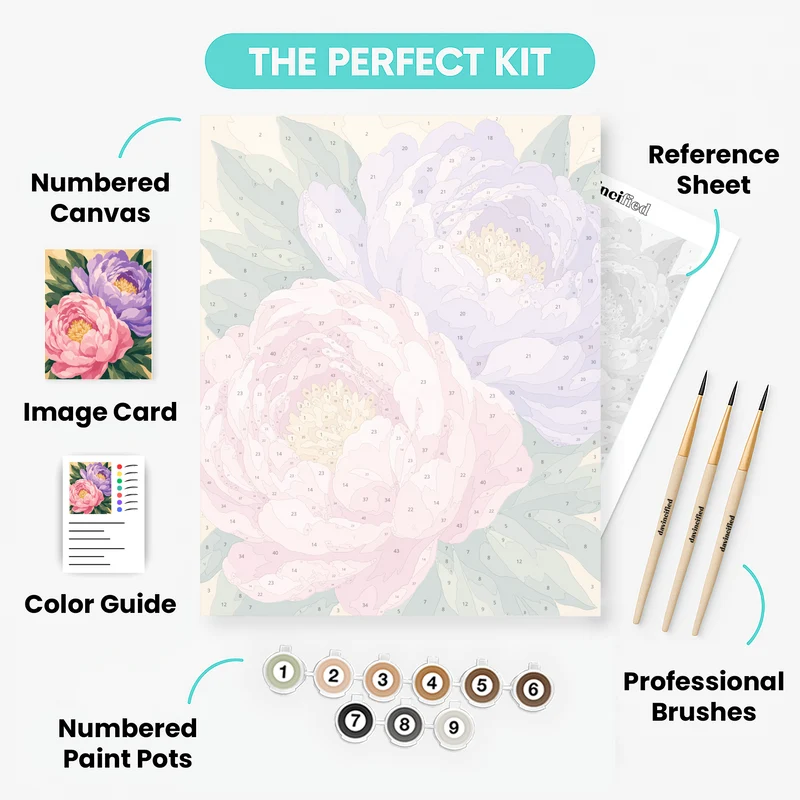 Pink and Lavender Peonies - Paint by Numbers Kit