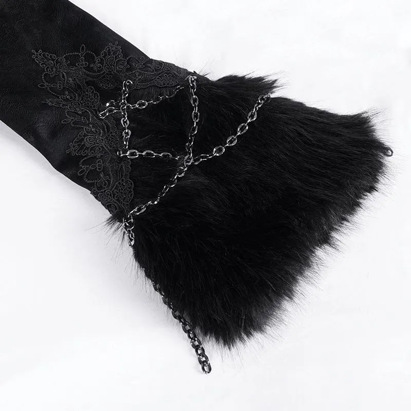 Gothic-Jacke aus Kunstpelz mit Kettendetail für Damen