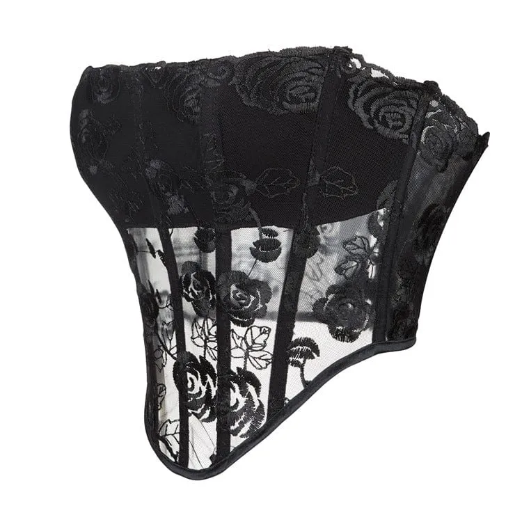 Gothic-Überbrustkorsett aus floraler Netzspitze für Damen