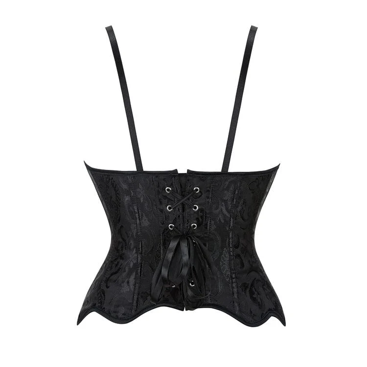 Gothic-Überbrustkorsetts für Damen mit Schnürung, gewelltem Saum und Markenlogo